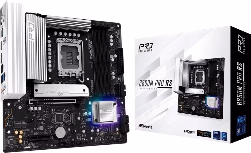 ASRock MB Sc LGA1851 B860M Pro RS, Intel B860, 4xDDR5, 1xDP, 1xHDMI, mATX