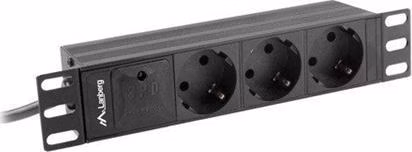 LANBERG NAPÁJECÍ DISTRIBUČNÍ JEDNOTKA (PDU) 10" 1U 10A 2M C14->3X SCHUKO ZÁSUVKY ČERNÁ C14