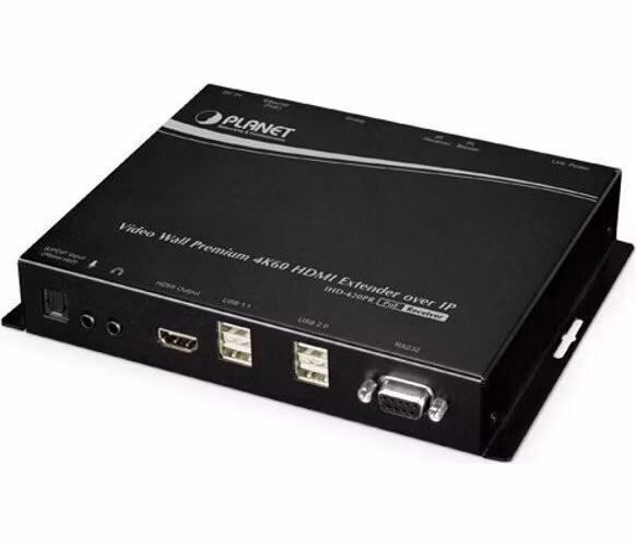 Planet IHD-420PR, HDMI a USB video reciever/ video wall, 4K/60, přijímač, multicast, IR, RS-232, napájení PoE