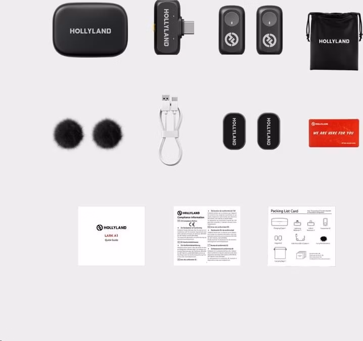 Hollyland LARK A1 Duo with USB-C RX + Charging Case