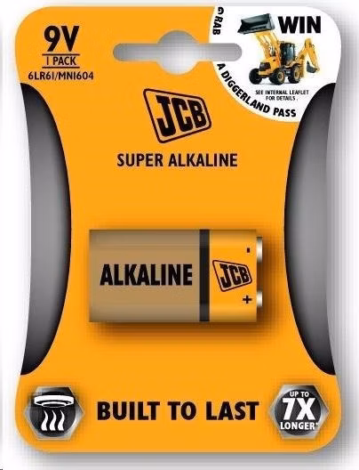 JCB SUPER alkalická baterie 6LR61/9V, blistr 1 ks