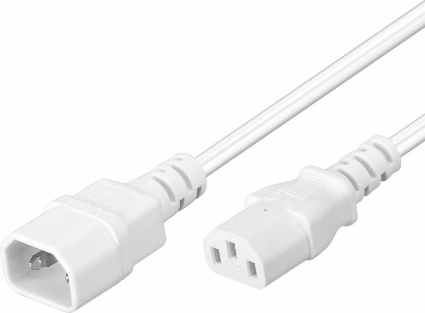 PremiumCord Prodlužovací kabel síť 230V, C13-C14, bílý 1m