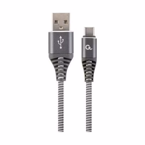 GEMBIRD CABLEXPERT Kabel USB 2.0 AM na Type-C kabel (AM/CM), 1m, opletený, šedo-bílý, blister, PREMIUM QUALITY