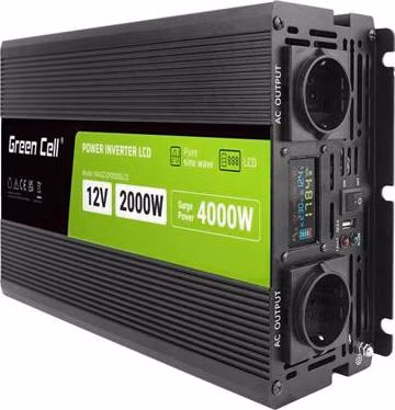 Green Cell PowerInverter LCD 12 volt 2000W/40000W car inverter with display - pure sine wave