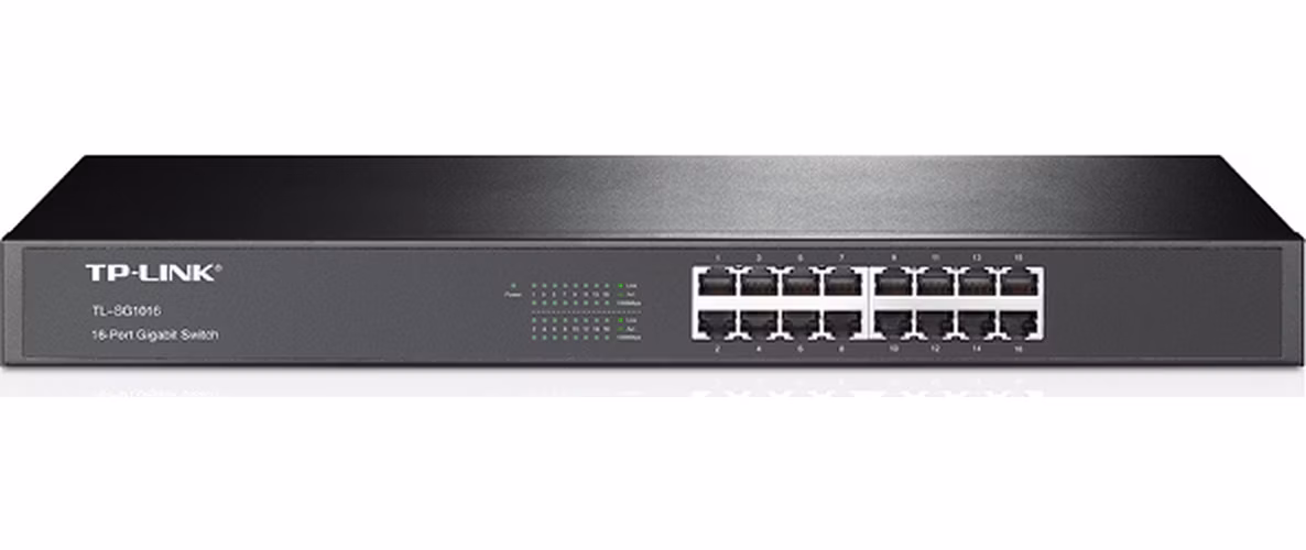 16-Port Gigabit Switch PORT: 16× Gigabit RJ45 Ports SPEC: 1U 19-inch Rack-mountable Steel Case FEATURE: Plug and Play
