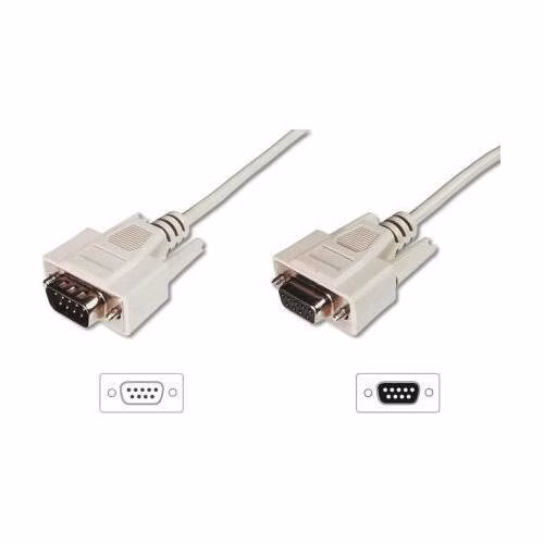 Digitus sériový kabel prodlužovací DB9 M/F 3m, lisovaný, šedý