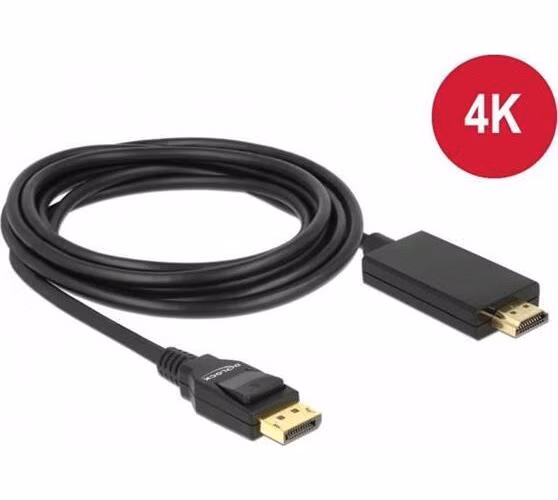 Delock Kabel Displayport 1.2 samec > High Speed HDMI-A samec pasivní 4K 3 m černý
