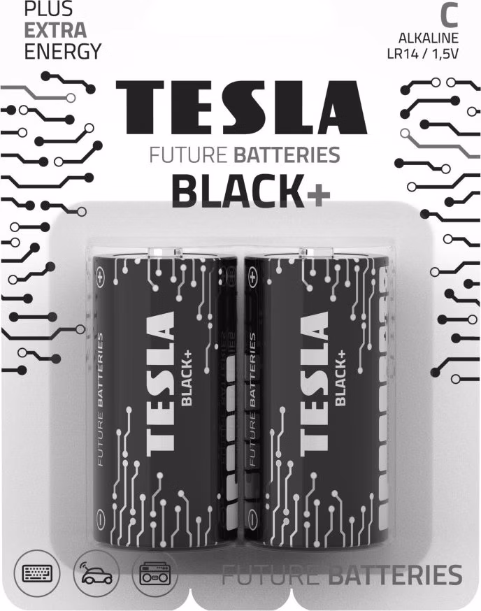 TESLA BLACK+ alkalická baterie C (LR14, malý monočlánek, blister) 2 ks