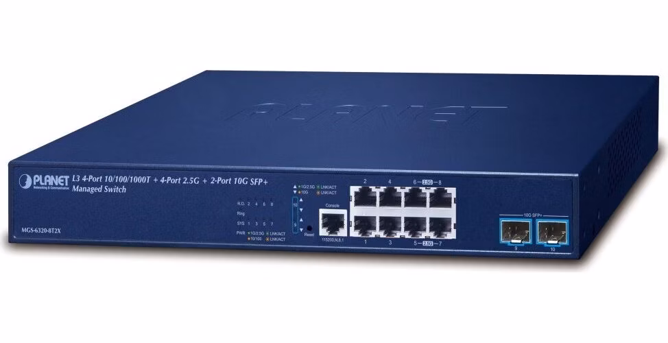 Planet MGS-6320-8T2X L3 switch, 4x1Gb, 4x2.5Gb, 2x10G SFP+