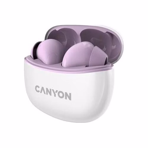 Canyon TWS-5, True Wireless Bluetooth slúchadlá do uší, USB-C nabíjanie, nabíjacia stanica v kazete, fialové