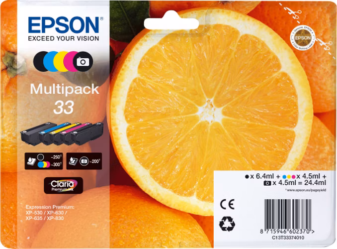 Epson inkoustové náplně - MULTIPACK/ C13T33374011/ 33 Claria Premium/ 5 barev