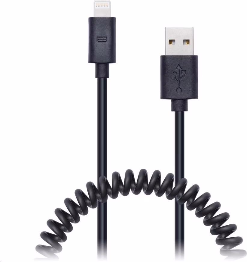 CONNECT IT Wirez Apple Lightning - špirálový flexibilný kábel USB, 1,2 m, čierny
