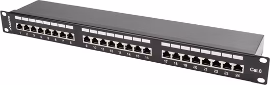 LANBERG PATCH PANEL 24 PORTŮ 1U 19" CAT.6 FTP STÍNĚNÝ ČERNÝ