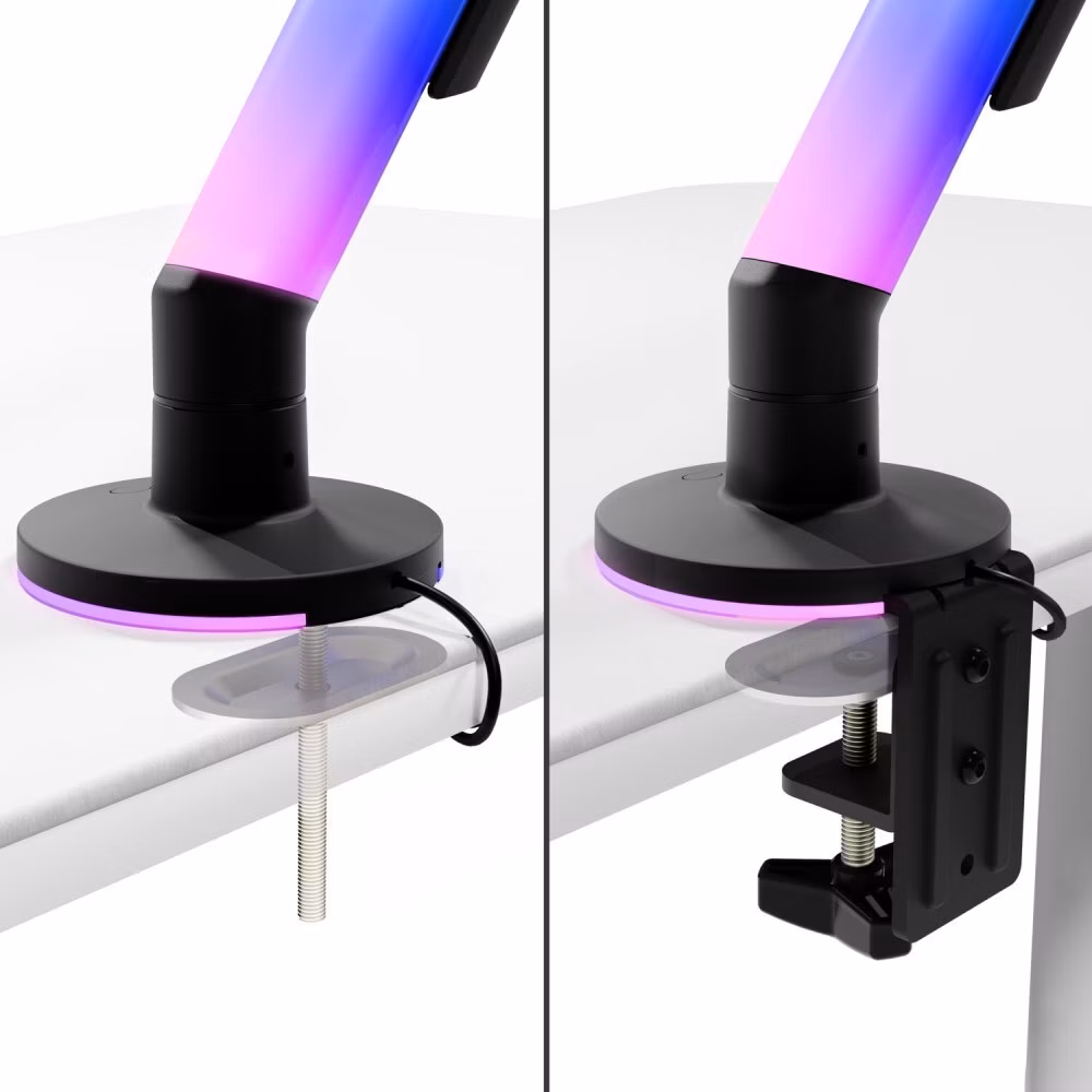 AROZZI ALZARE RGB Black/ stolní držák pro monitory/ RGB/ plynový píst/ kovový/ černý