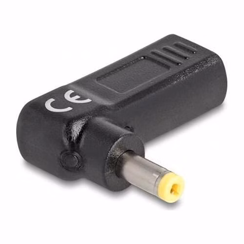 Delock Adaptér na kabel na nabíjení laptopu, ze zásuvky USB Type-C™ na zástrčku HP 4,8 x 1,7 mm, úhlový 90°