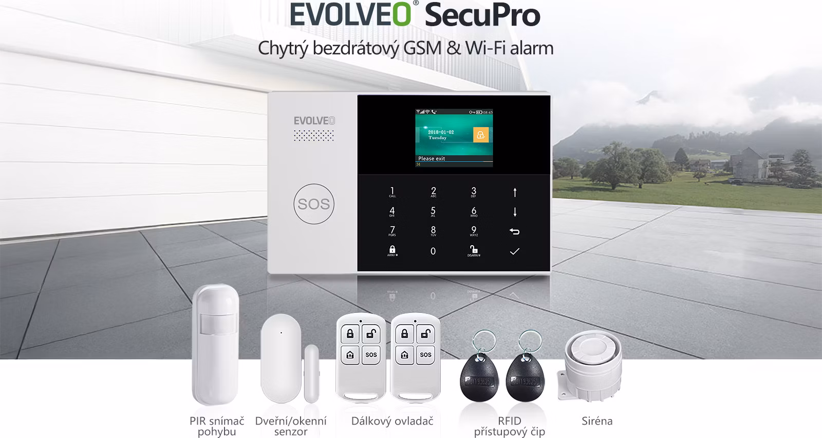 EVOLVEO SecuPro2, chytrý bezdrátový GSM&amp;Wi-Fi zabezpečovací systém