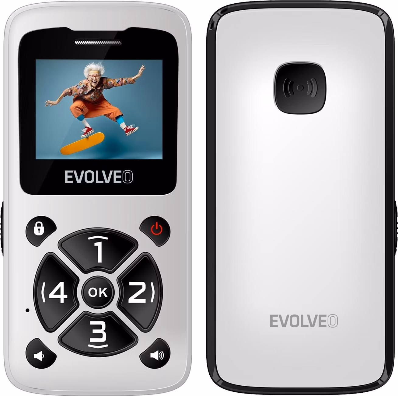 EVOLVEO EasyPhone ID, mobilní telefon pro seniory, bílá