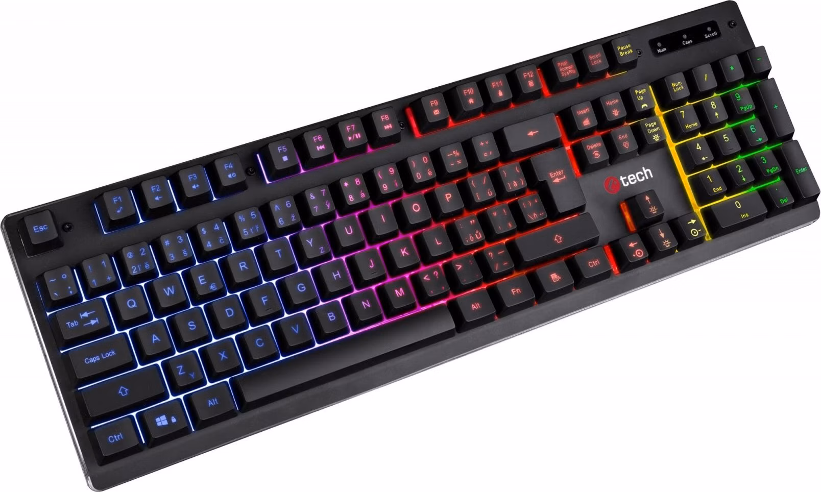 C-TECH Polomechanická herní klávesnice Iris (GKB-08), casual gaming, CZ/SK, duhové podsvícení, USB
