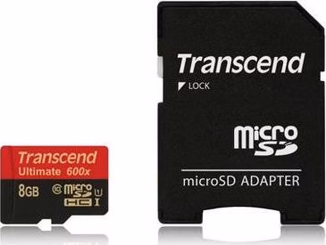 Transcend 8GB microSDHC (Class10) UHS-I 600x (Ultimate) MLC paměťová karta (s adaptérem)
