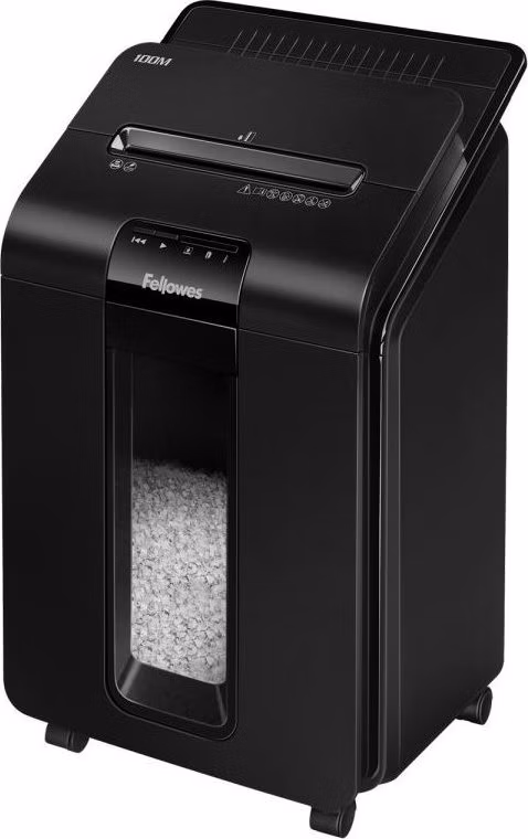 POŠKOZENÝ OBAL - FELLOWES skartovač AutoMax 100 M/ křížový mikrořez 4x10 mm/ objem koše 23 l/ stupeň utajení typ 2 - důvěrné/ ...
