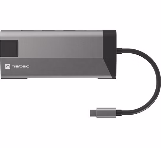 Natec multiport adaptér FOWLER PLUS HUB 8v1, USB 3.0 3X, HDMI 4K, USB-C PD, RJ45, SD, MICRO