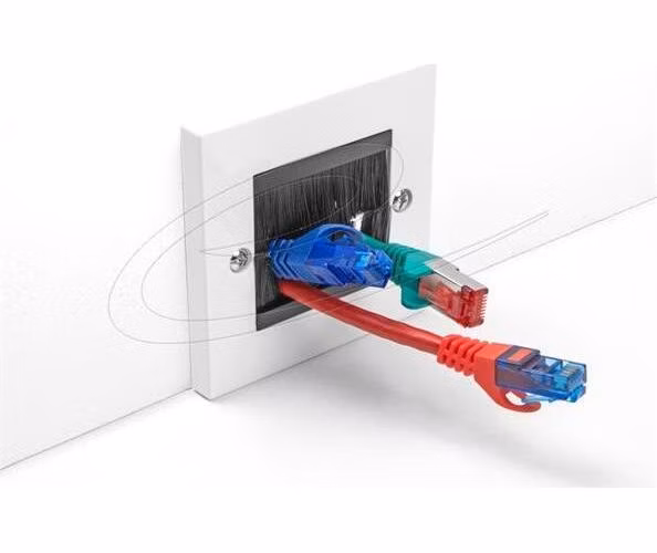 Delock Kryt pro správu kabelů, 86 x 86 mm, s černými kartáčovými pásky