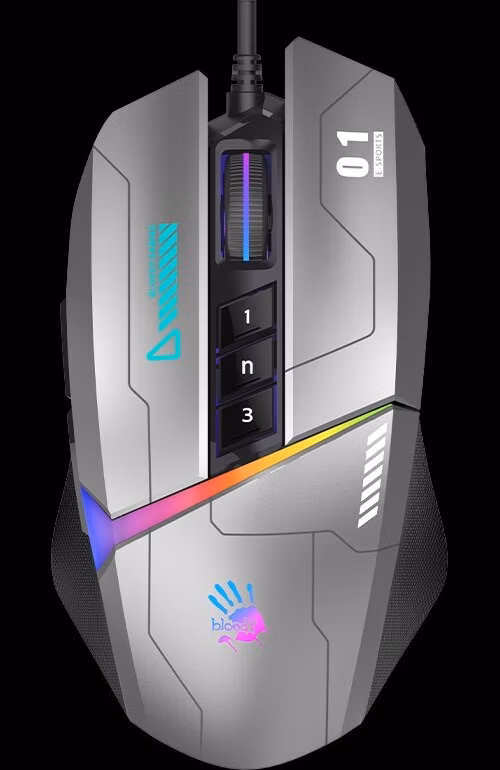 A4tech Bloody Myš W60 Max Activated, podsvícená herní myš, 12000 DPI, USB, Šedá