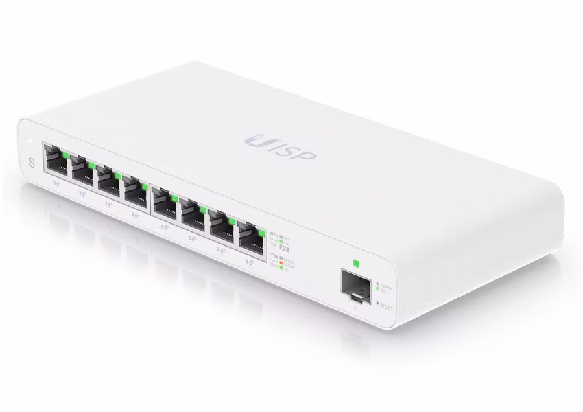 ROZBALENÉ - Ubiquiti UISP Switch - 8x Gbit RJ45 port, 1x SFP port, 8x PoE Out 27V, fanless - Výprodej