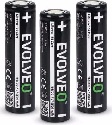EVOLVEO LiPower 186 Core 2500 – Li-ion baterie 18650 (3.7 V / 2500 mAh) 3ks