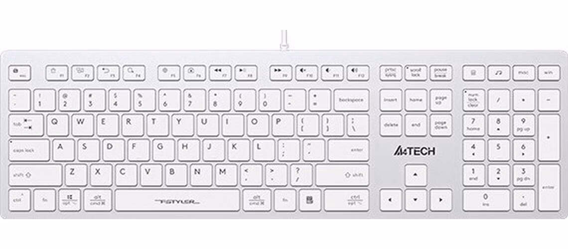 A4tech Klávesnice FX50, kancelářská nízkoprofilová klávesnice, CZ, bílá
