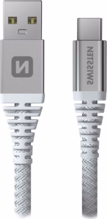 Swissten datový kabel ARAMID REINFORCED - USB / USB-C 1,5 m bílý