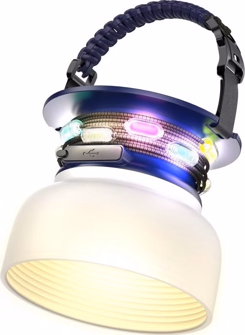 IMMAX solární kempingová lampička s integrovaným RGB LED světelným řetězem/ 10W/ IP65/ USB-C