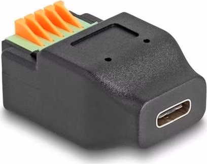 Delock Adaptér ze zásuvkového konektoru USB Type-C™ 2.0 na svorkovnici, s tlačítkem