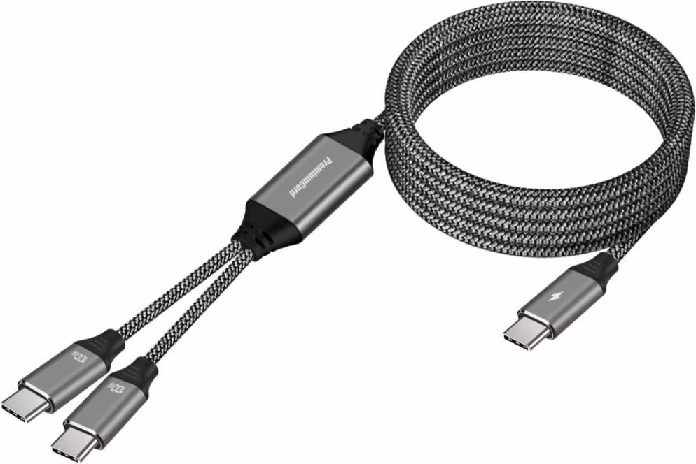 PREMIUMCORD Nabíjecí kabel USB-C, 2xUSB-C na USB-C, 100W, 1m, černá