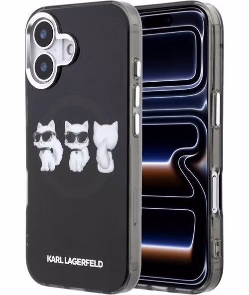Karl Lagerfeld IML Choupette Trio Watercolor MagSafe kryt iPhone 17 čierny