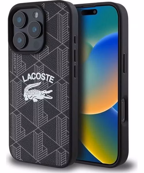 Lacoste Blend Monogram MagSafe kryt iPhone 16 Pro čierny