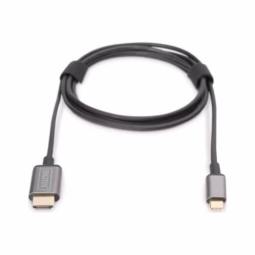 Digitus USB-C - HDMI kabelový adaptér, 1,8 m 4K/30 Hz, černý, kovový kryt