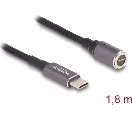 Delock Kabel na nabíjení laptopu, ze zástrčky USB Type-C™ na magnetický osmipinový konektor, 1,8 m