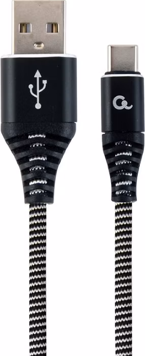 GEMBIRD CABLEXPERT Kabel USB 2.0 AM na Type-C kabel (AM/CM), 1m, opletený, černo-bílý, blister, PREMIUM QUALITY,