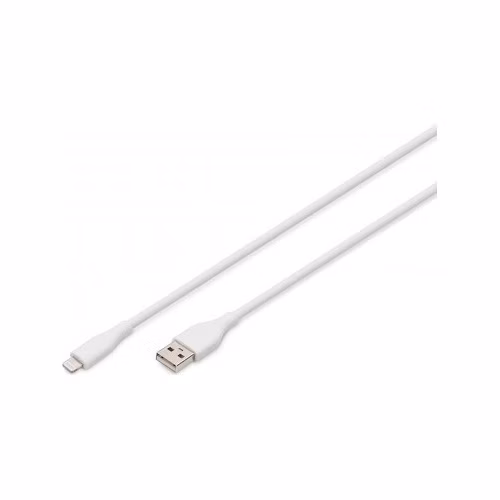 Digitus USB Silicone charging cable, USB-A - Lightning 0,5m, USB 2.0, 12W, white