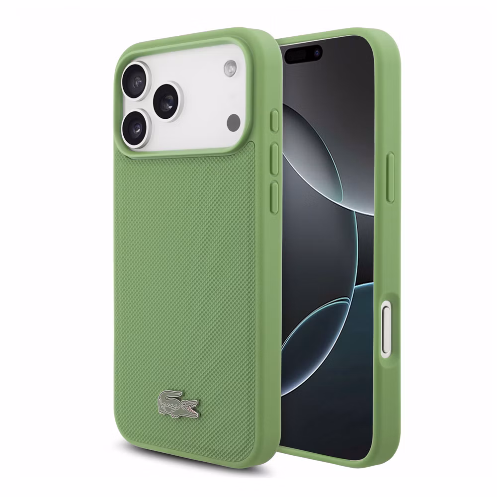 Lacoste PVC Iconic Petit Pique Metal Logo MagSafe kryt iPhone 18 Pro Max zelený