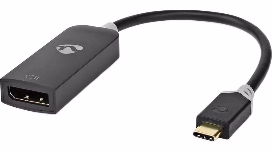 NEDIS kabelový adaptér USB 3.2 Gen 1/ USB-C zástrčka - DisplayPort zásuvka/ kulatý/ černý/ BOX/ 20cm