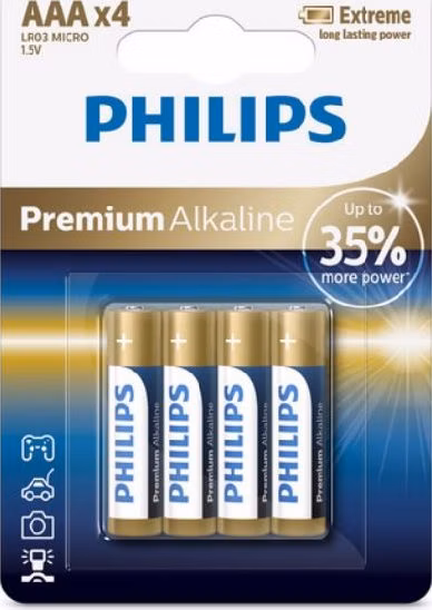 Philips baterie 4x AAA (1,5V), řada Premium Alkaline