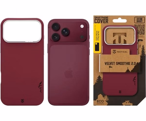 Tactical MagForce Velvet Smoothie 2.0 Kryt Apple iPhone 18 Pro/17 Pro burgundy