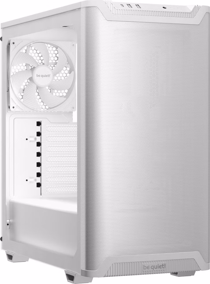 Be quiet! skříň PURE BASE 501 Airflow Window ATX / 2x140mm fan / USB-C / perforovaný přední panel / tvrzené sklo bílá