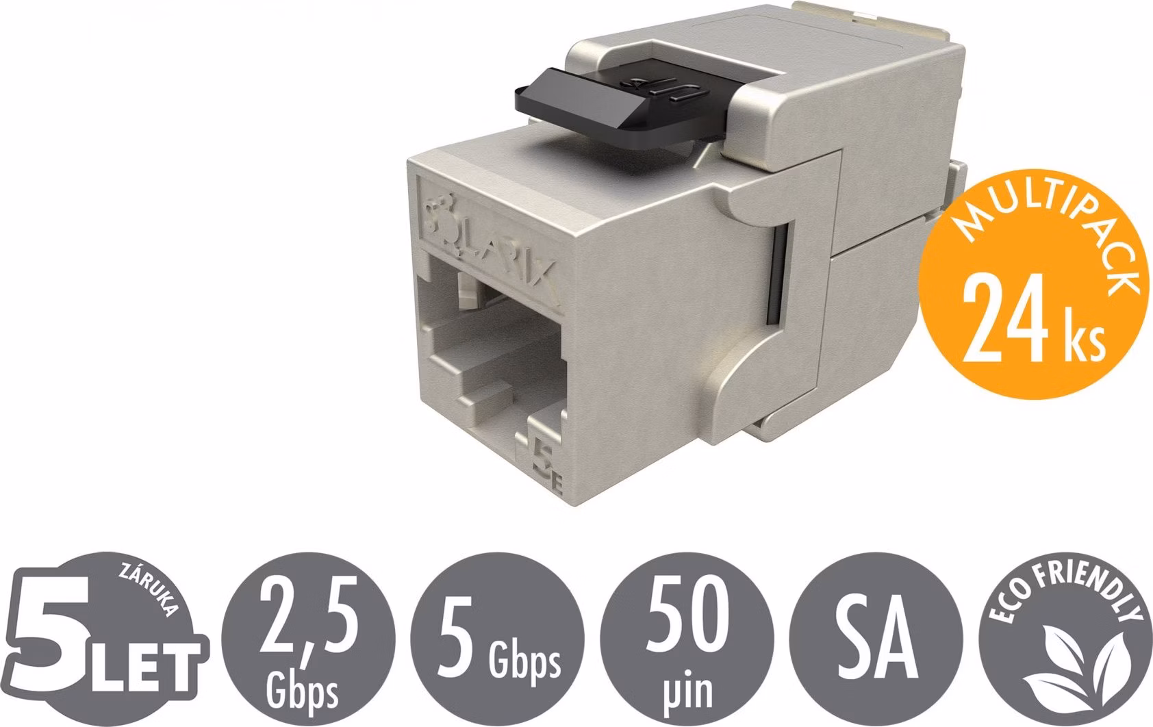 MULTIPACK 24 ks - samorezný keystone Solarix CAT5E STP SXKJ-5E-STP-BK-SA