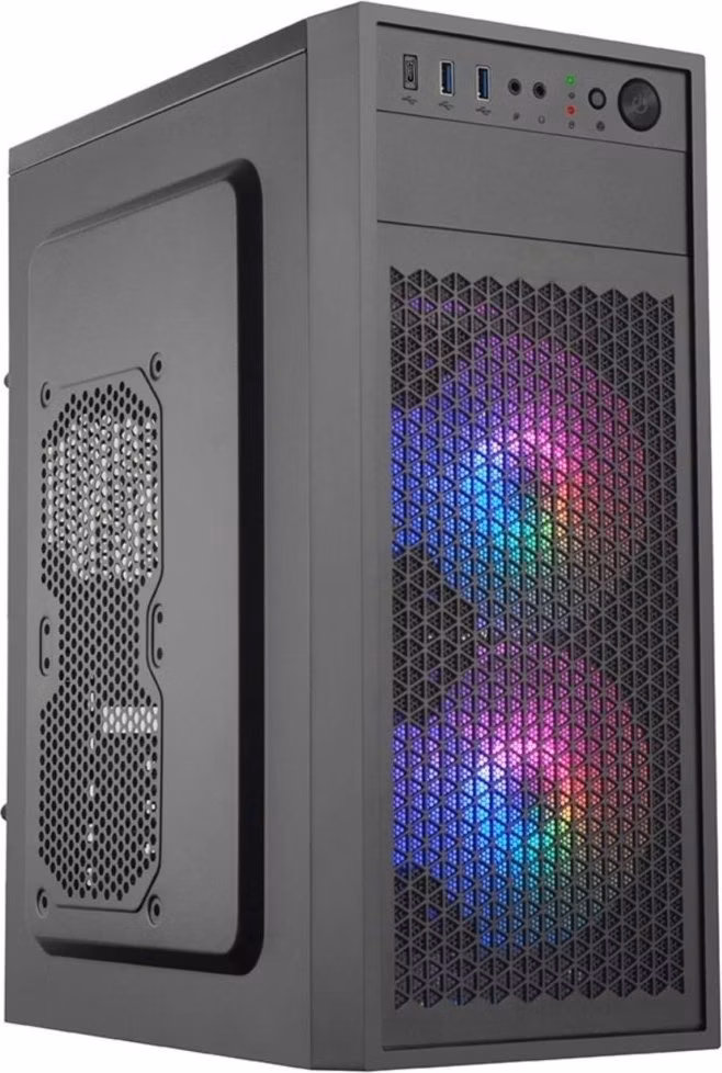 EUROCASE skříň ML N6-530B, ATX, 2x USB-A, 1x USB-C, 2x 120mm ARGB Fan, černá
