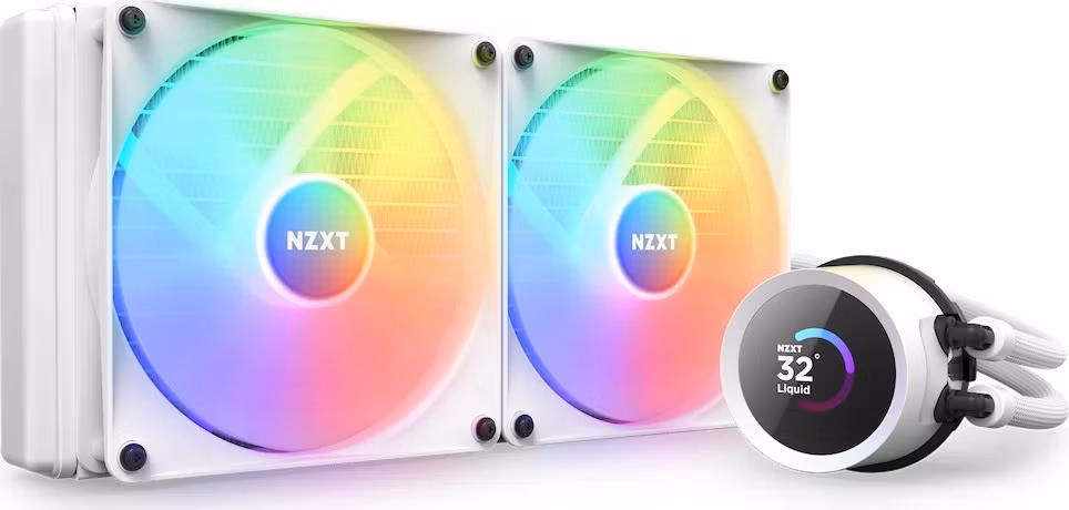 NZXT vodní chladič Kraken 280 RGB / 2x140mm fan / 4-pin PWM / LCD disp. / 6 let / bílý