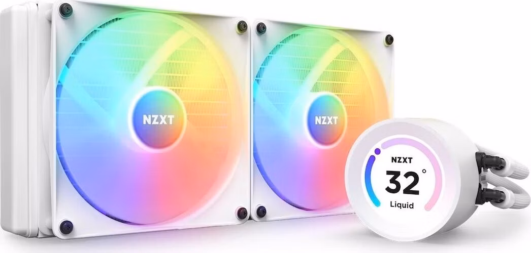 NZXT vodní chladič Kraken 280 ELITE RGB / 2x140mm RGB fan / 4-pin PWM / LCD disp. / 6 let / bílý