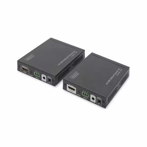 DIGITUS Sada 4K HDMI Extender, HDBaseT, UHD 4K * 2K @ 60 Hz, 70 m, síťový kabel (kat. 6, 6a, 7)
